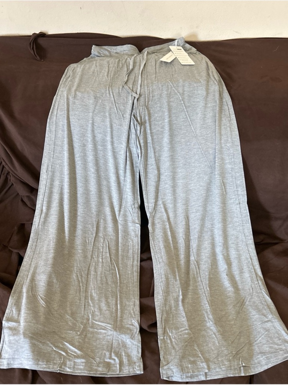 Comfort Wide-Leg Pajama Pants in Light Gray